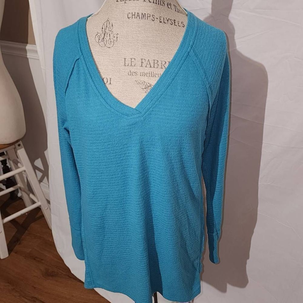 Wildfox Womens Blue‎ V Neck Haley Brushed Short Top Sweater Medium
